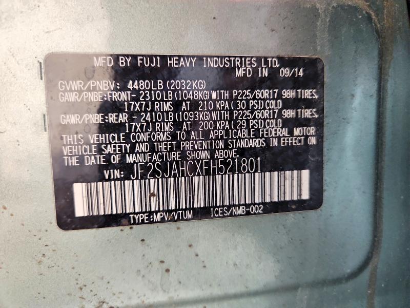 61565166 :رقم المزاد ، JF2SJAHCXFH521801 vin ، 2015 Subaru Forester مزاد بيع