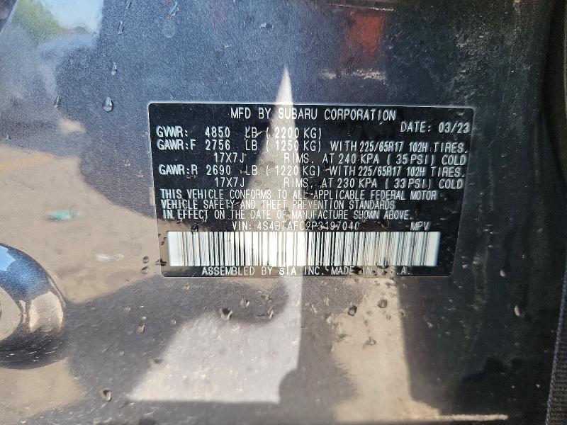 59390236 :رقم المزاد ، 4S4BTAFC2P3197040 vin ، 2023 Subaru Outback مزاد بيع