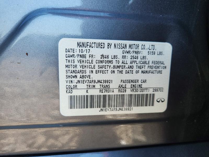 Aukcja sprzedaży 2018 Infiniti Q50, vin: JN1EV7AR9JM439921, numer aukcji: 60263686