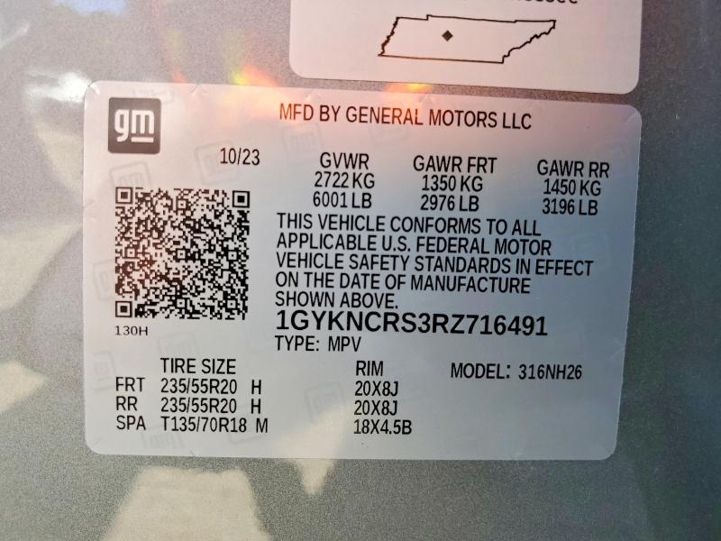61541706 :رقم المزاد ، 1GYKNCRS3RZ716491 vin ، 2024 Cadillac Xt5 مزاد بيع