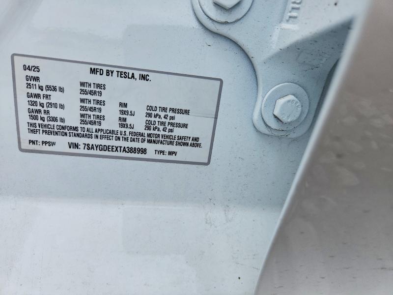 59300816 :رقم المزاد ، 7SAYGDEEXTA388998 vin ، 2026 Tesla Model Y مزاد بيع