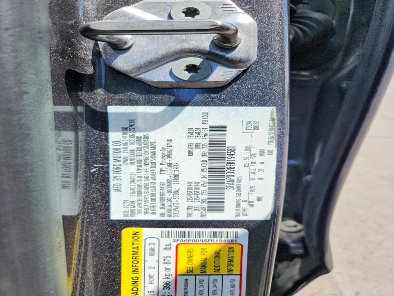 62575496 :رقم المزاد ، 3FA6P0D98FR194581 vin ، 2015 Ford Fusion مزاد بيع