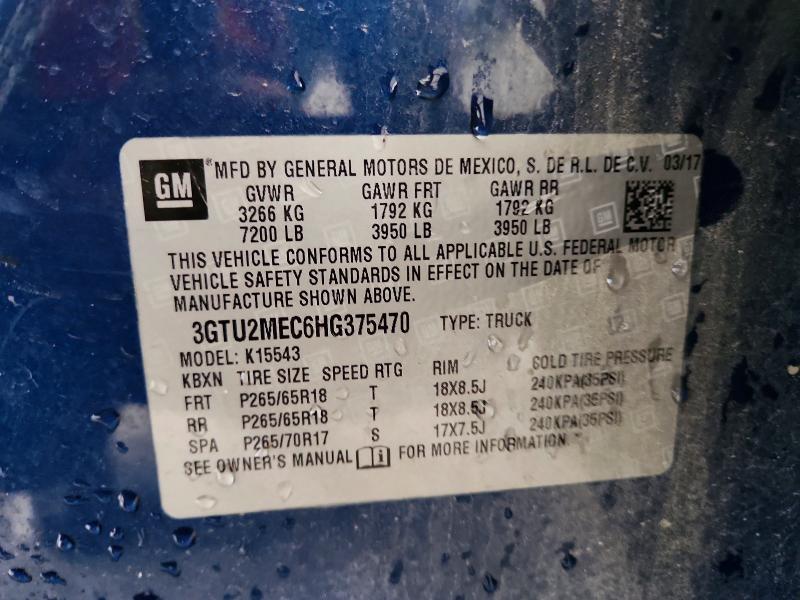 59885556 :رقم المزاد ، 3GTU2MEC6HG375470 vin ، 2017 Gmc Sierra مزاد بيع