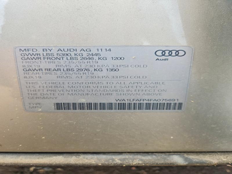 Продаж на аукціоні авто 2015 Audi Q5, vin: WA1LFAFP4FA075691, номер лоту: 61355406