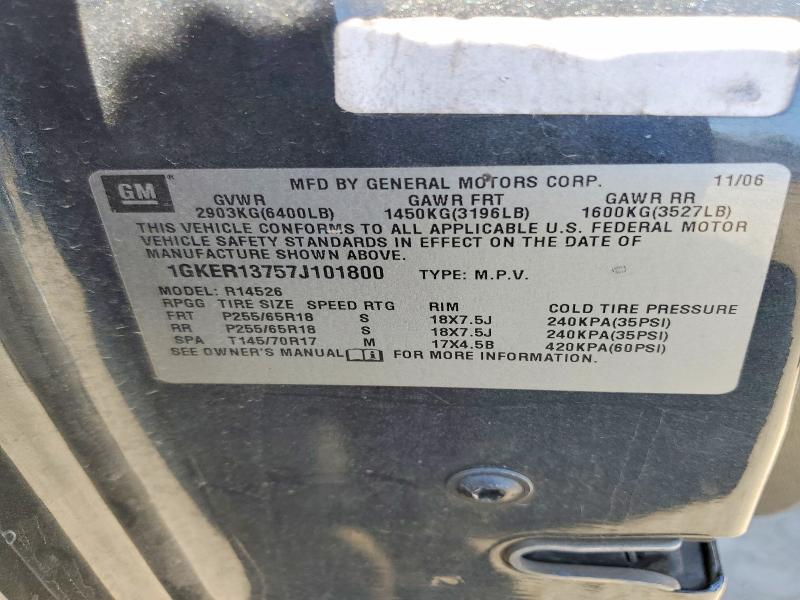 60581976 :رقم المزاد ، 1GKER13757J101800 vin ، 2007 Gmc Acadia مزاد بيع