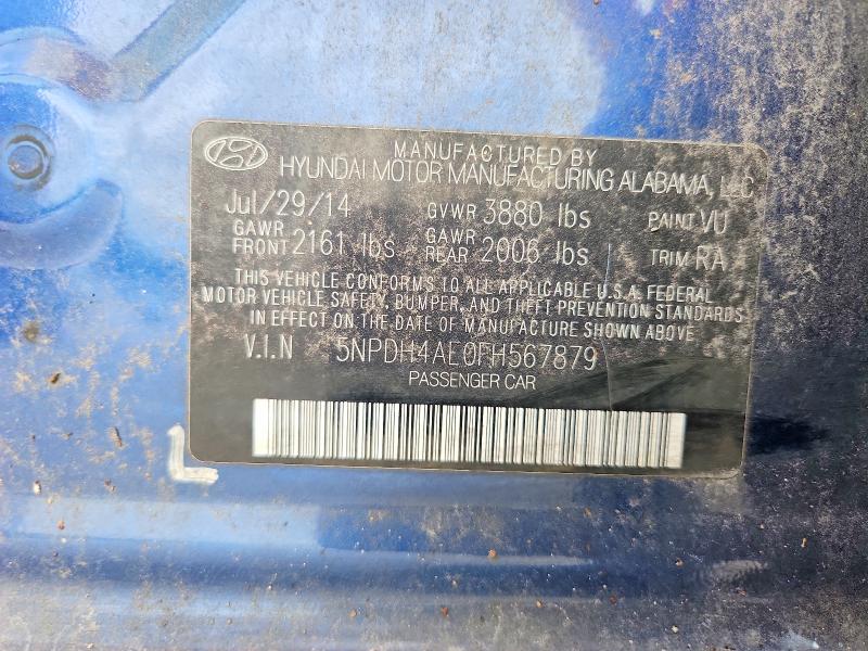 Продажа на аукционе авто 2015 Hyundai Elantra, vin: 5NPDH4AE0FH567879, номер лота: 61077776