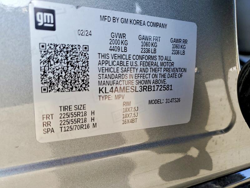 2024 Buick Encore Gx მანქანა იყიდება აუქციონზე, vin: KL4AMESL3RB172581, აუქციონის ნომერი: 60059286