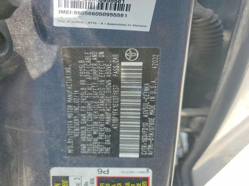 2014 Toyota Camry მანქანა იყიდება აუქციონზე, vin: 4T1BF1FK1EU371637, აუქციონის ნომერი: 62751146