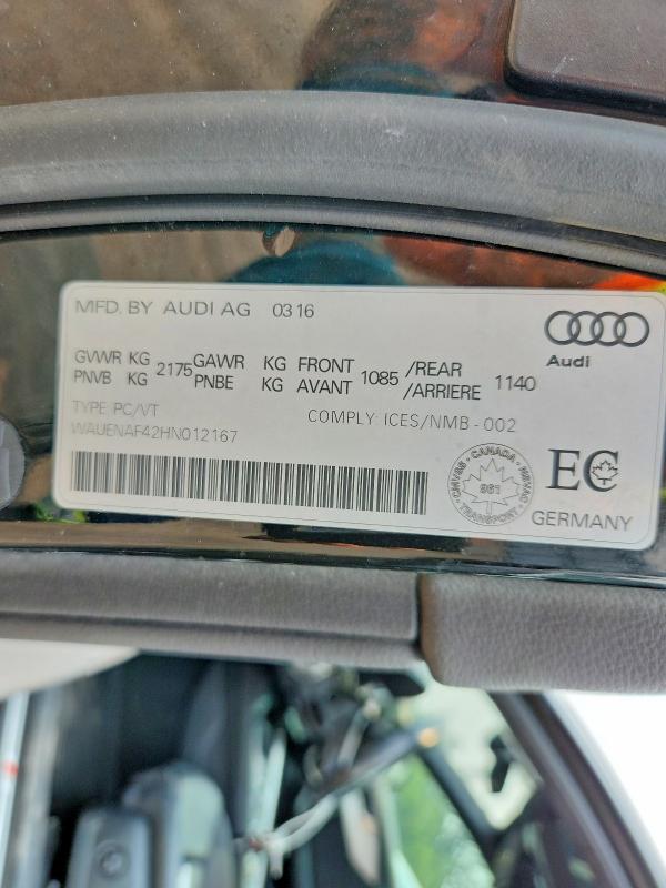 Aukcja sprzedaży 2017 Audi A4, vin: WAUENAF42HN012167, numer aukcji: 60991806