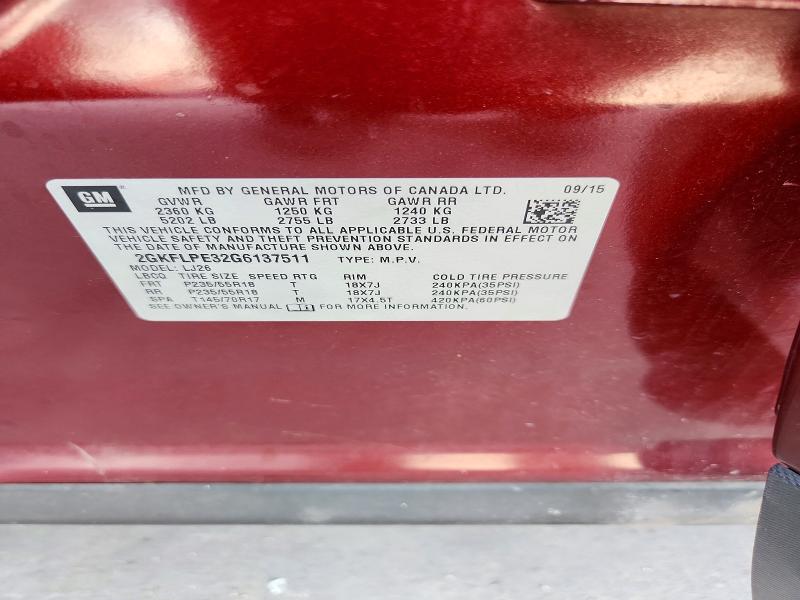 62132816 :رقم المزاد ، 2GKFLPE32G6137511 vin ، 2016 Gmc Terrain مزاد بيع