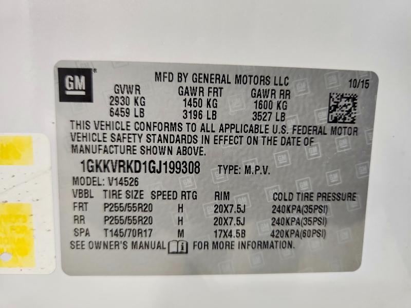 Aukcja sprzedaży 2016 Gmc Acadia, vin: 1GKKVRKD1GJ199308, numer aukcji: 62332566