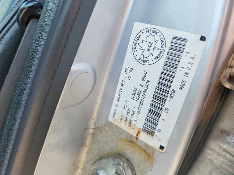 2010 Honda Accord მანქანა იყიდება აუქციონზე, vin: 1HGCP2F81AA802409, აუქციონის ნომერი: 62402686