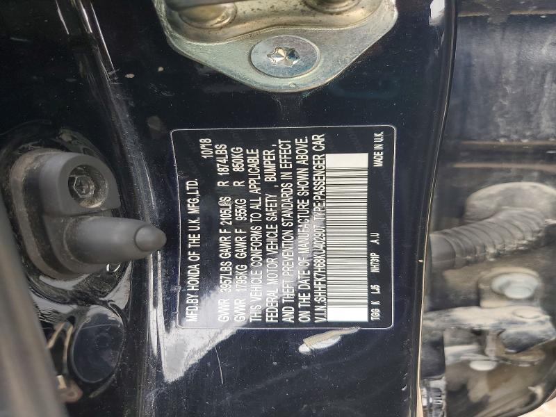 Продажа на аукционе авто 2019 Honda Civic, vin: SHHFK7H68KU402907, номер лота: 61952226
