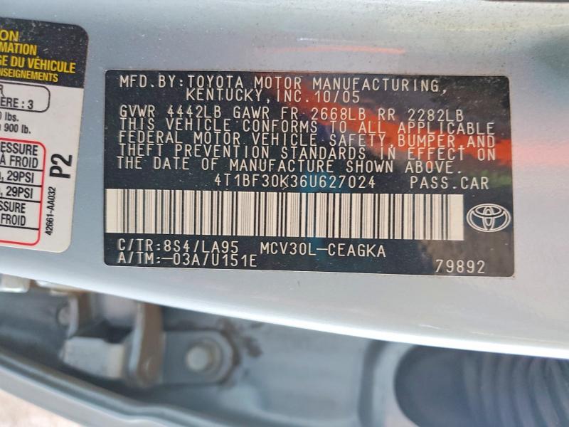Продажа на аукционе авто 2006 Toyota Camry, vin: 4T1BF30K36U627024, номер лота: 60273276