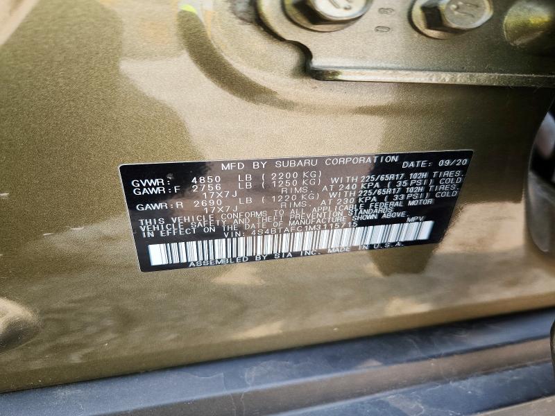59788696 :رقم المزاد ، 4S4BTAFC1M3115715 vin ، 2021 Subaru Outback مزاد بيع
