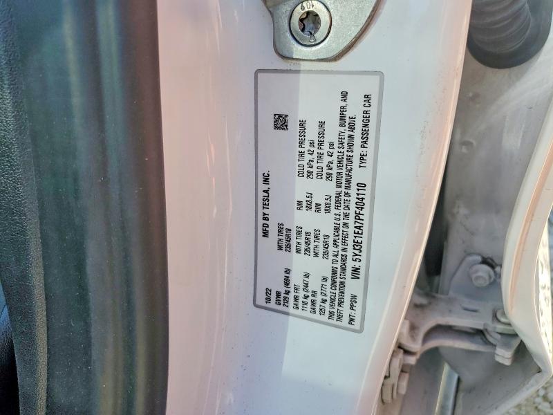 Aukcja sprzedaży 2023 Tesla Model 3, vin: 5YJ3E1EA7PF404110, numer aukcji: 59691796
