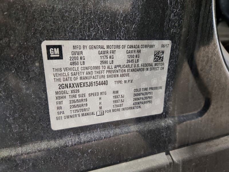 2018 Chevrolet Equinox მანქანა იყიდება აუქციონზე, vin: 2GNAXWEX5J6154440, აუქციონის ნომერი: 60181636