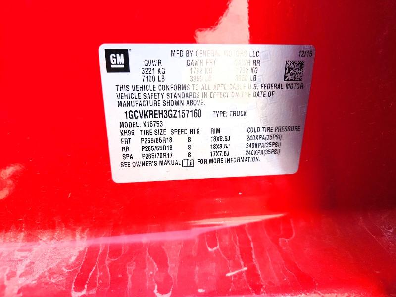 60182186 :رقم المزاد ، 1GCVKREH3GZ157160 vin ، 2016 Chevrolet 1500 مزاد بيع