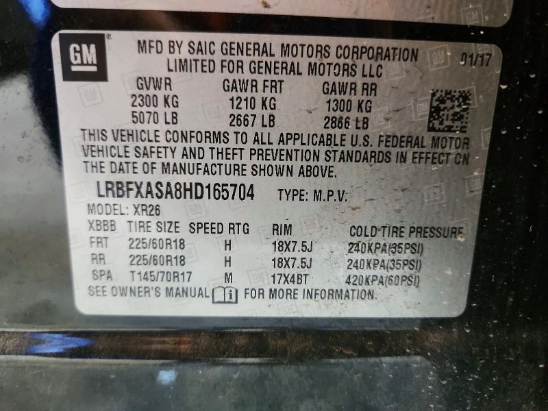 Aukcja sprzedaży 2017 Buick Envision, vin: LRBFXASA8HD165704, numer aukcji: 60016086