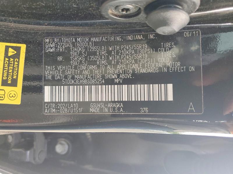 Aukcja sprzedaży 2011 Toyota Highlander, vin: 5TDDK3EH9BS085254, numer aukcji: 60078466