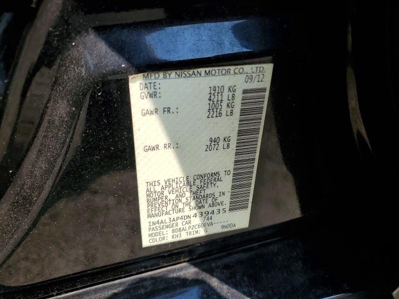 2013 Nissan Altima მანქანა იყიდება აუქციონზე, vin: 1N4AL3AP4DN439435, აუქციონის ნომერი: 61180446
