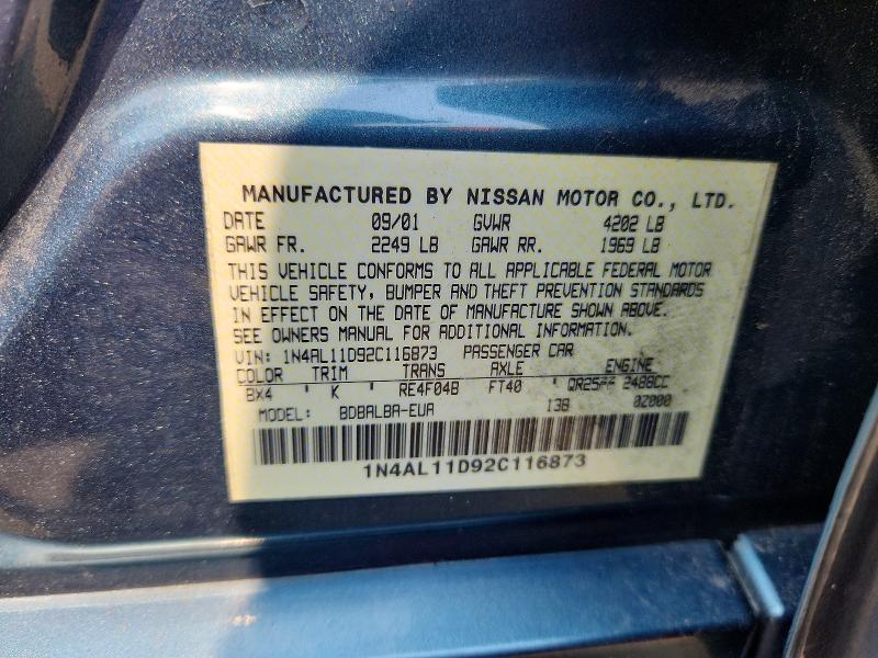 Продаж на аукціоні авто 2002 Nissan Altima, vin: 1N4AL11D92C116873, номер лоту: 60760896