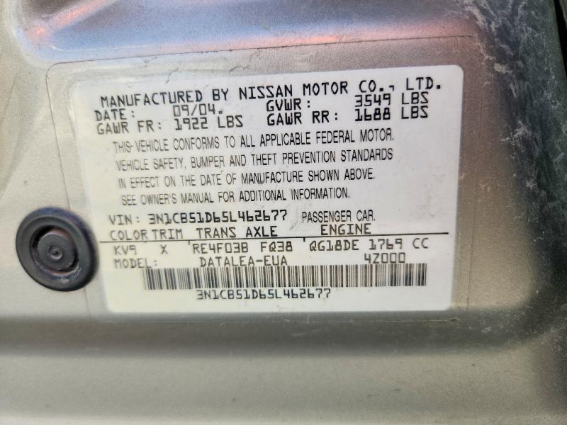 62092076 :رقم المزاد ، 3N1CB51D65L462677 vin ، 2005 Nissan Sentra مزاد بيع