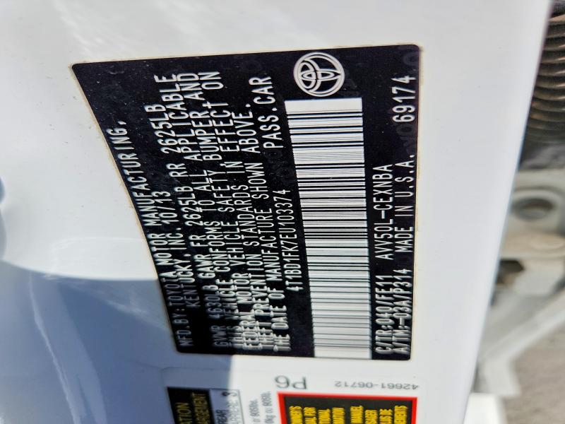 2014 Toyota Camry მანქანა იყიდება აუქციონზე, vin: 4T1BD1FK7EU103374, აუქციონის ნომერი: 61156166