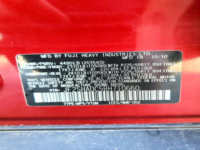 Продажа на аукционе авто 2011 Subaru Forester, vin: JF2SHADC5BH710660, номер лота: 60766446