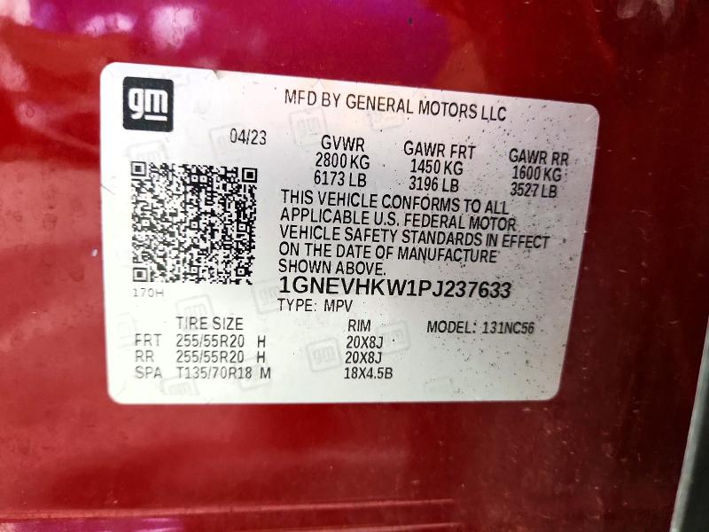 60644706 :رقم المزاد ، 1GNEVHKW1PJ237633 vin ، 2023 Chevrolet Traverse مزاد بيع
