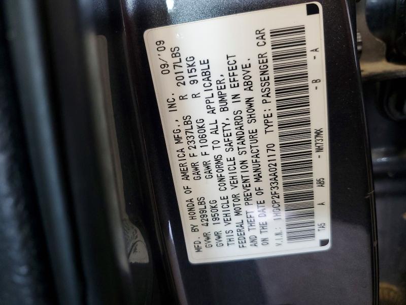 Aukcja sprzedaży 2010 Honda Accord, vin: 1HGCP2F33AA021170, numer aukcji: 62978756