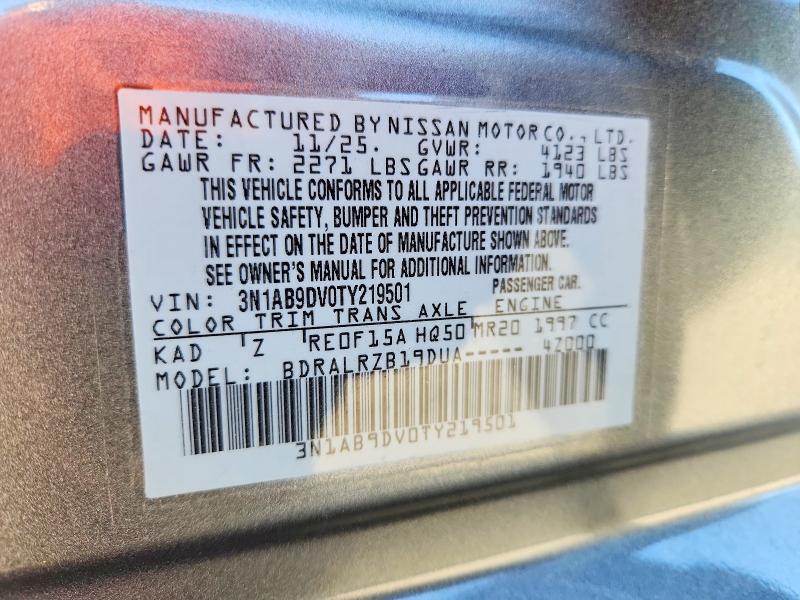 Продажа на аукционе авто 2026 Nissan Sentra, vin: 3N1AB9DV0TY219501, номер лота: 61178326