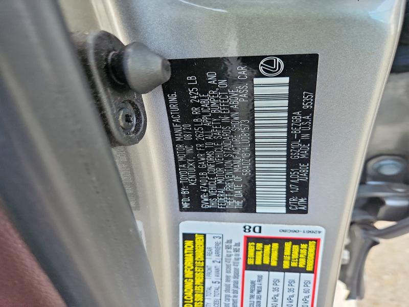 Aukcja sprzedaży 2020 Lexus Es, vin: 58ADZ1B14LU081573, numer aukcji: 60404946