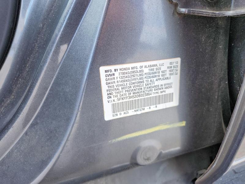 Продажа на аукционе авто 2013 Honda Pilot, vin: 5FNYF3H53DB023864, номер лота: 60464866