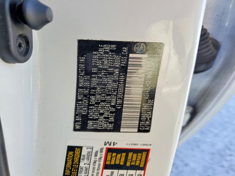 60475456 :رقم المزاد ، 4T1BF3EK6BU644841 vin ، 2011 Toyota Camry مزاد بيع