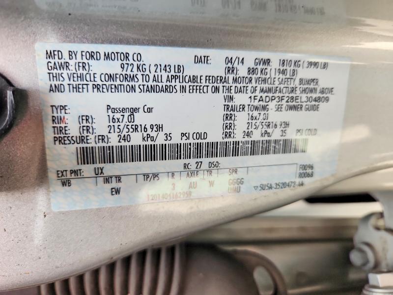 2014 Ford Focus მანქანა იყიდება აუქციონზე, vin: 1FADP3F28EL304809, აუქციონის ნომერი: 63289746