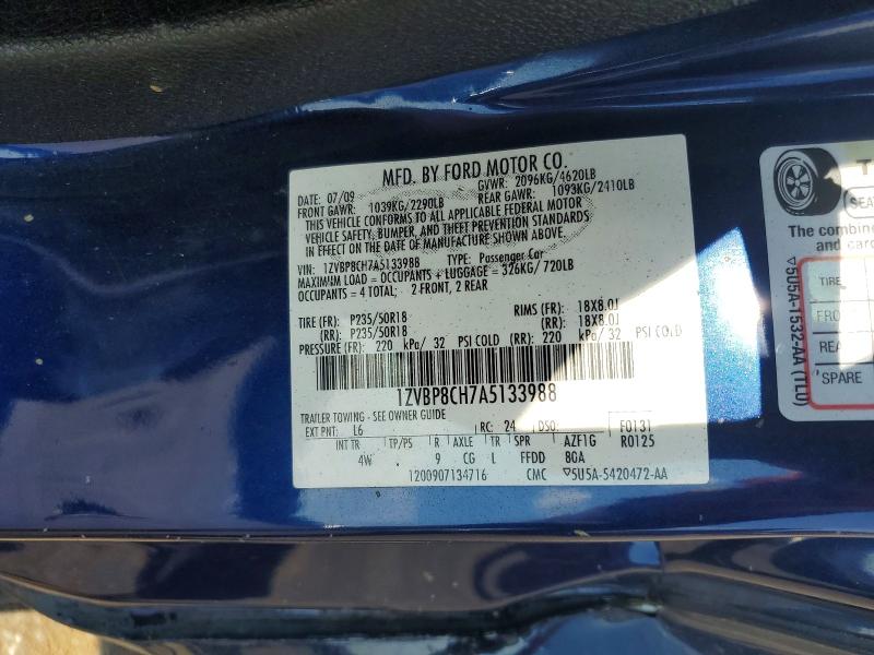 Продажа на аукционе авто 2010 Ford Mustang, vin: 1ZVBP8CH7A5133988, номер лота: 59894436