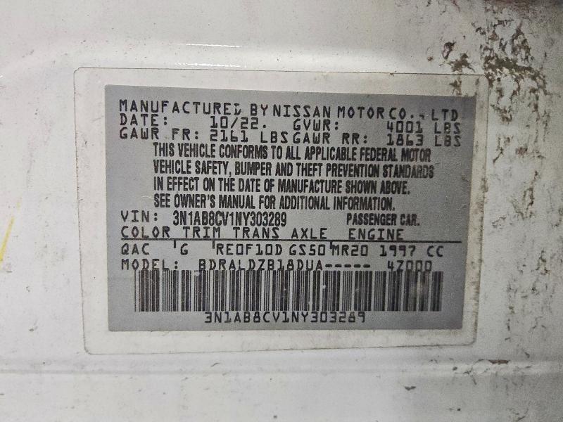 62331656 :رقم المزاد ، 3N1AB8CV1NY303289 vin ، 2022 Nissan Sentra مزاد بيع