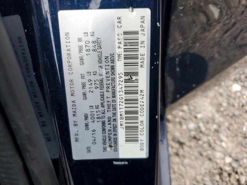 Aukcja sprzedaży 2016 Mazda 3, vin: JM1BM1T72G1347295, numer aukcji: 60302366