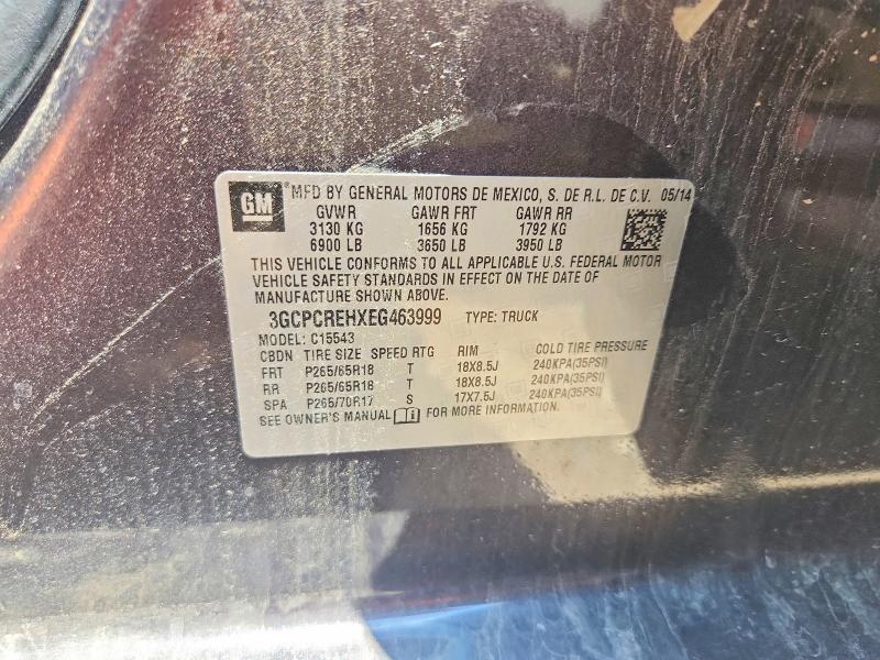 61437286 :رقم المزاد ، 3GCPCREHXEG463999 vin ، 2014 Chevrolet Silverado مزاد بيع