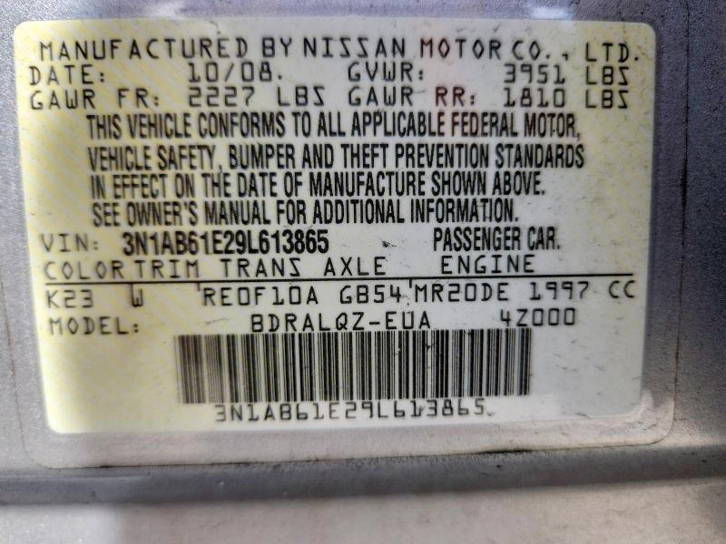 Продаж на аукціоні авто 2009 Nissan Sentra, vin: 3N1AB61E29L613865, номер лоту: 85632785