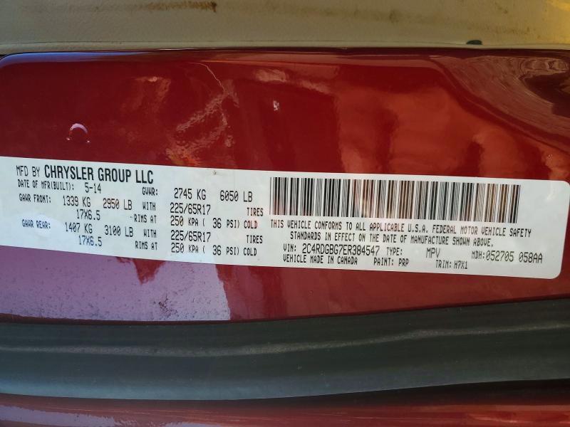 Aukcja sprzedaży 2014 Dodge Grand Caravan, vin: 2C4RDGBG7ER384547, numer aukcji: 62060686