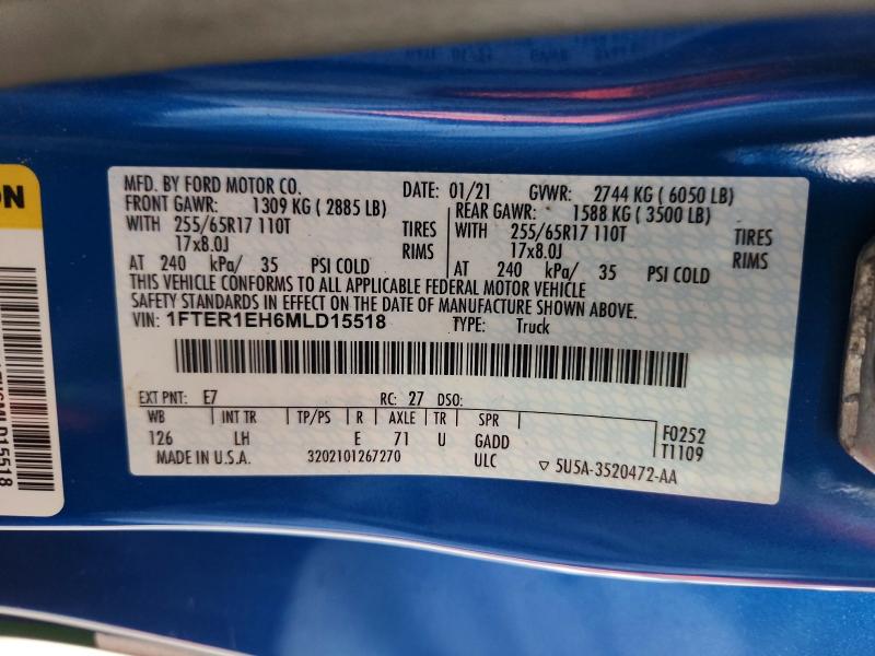 62770236 :رقم المزاد ، 1FTER1EH6MLD15518 vin ، 2021 Ford Ranger مزاد بيع