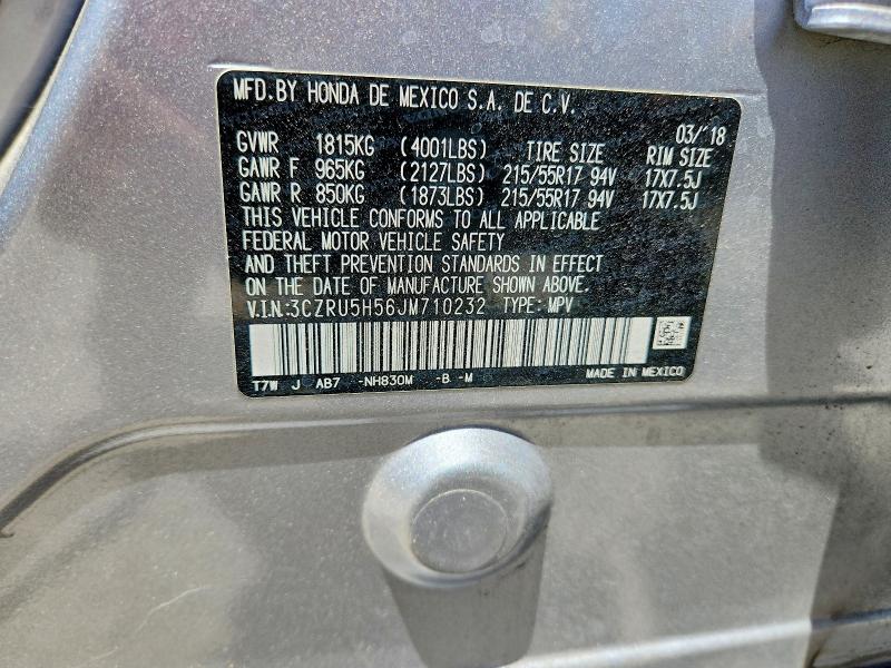 59381656 :رقم المزاد ، 3CZRU5H56JM710232 vin ، 2018 Honda Hr-v مزاد بيع