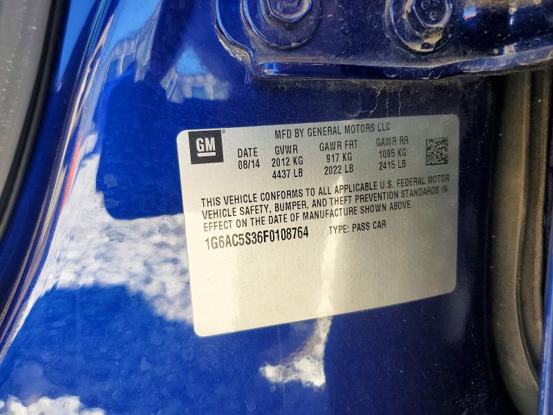 62780846 :رقم المزاد ، 1G6AC5S36F0108764 vin ، 2015 Cadillac Ats مزاد بيع