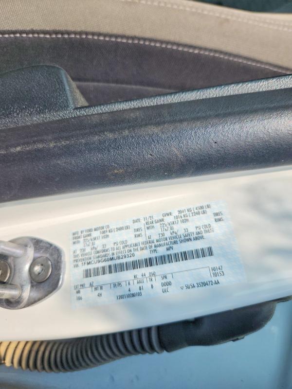 2021 Ford Escape მანქანა იყიდება აუქციონზე, vin: 1FMCU9G60MUB29320, აუქციონის ნომერი: 60841046