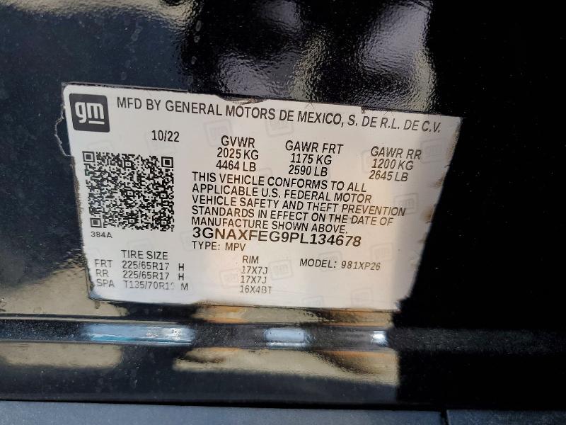 Aukcja sprzedaży 2023 Chevrolet Equinox, vin: 3GNAXFEG9PL134678, numer aukcji: 60801006
