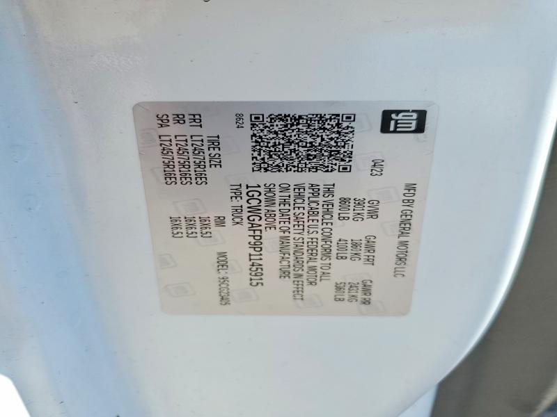 Продажа на аукционе авто 2023 Chevrolet Express G2500, vin: 1GCWGAFP9P1145915, номер лота: 85625385