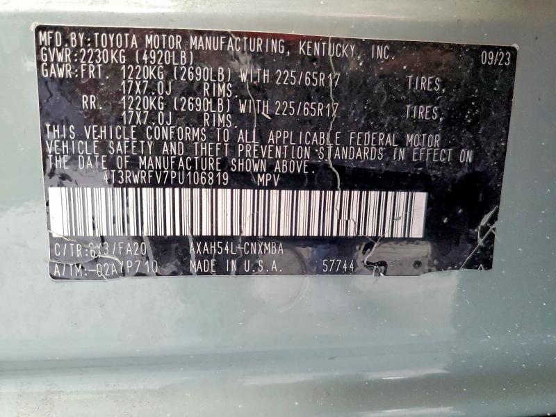 62413636 :رقم المزاد ، 4T3RWRFV7PU106819 vin ، 2023 Toyota Rav4 مزاد بيع