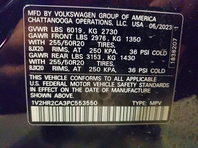 Продаж на аукціоні авто 2023 Volkswagen Atlas, vin: 1V2HR2CA3PC553550, номер лоту: 60612896